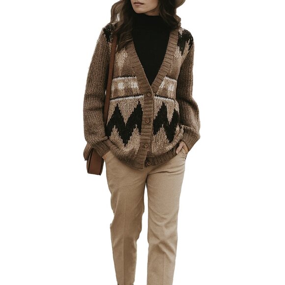 Vango Paris Sweaters - Vango Paris Vintage Wool Blend V-neck Cardigan